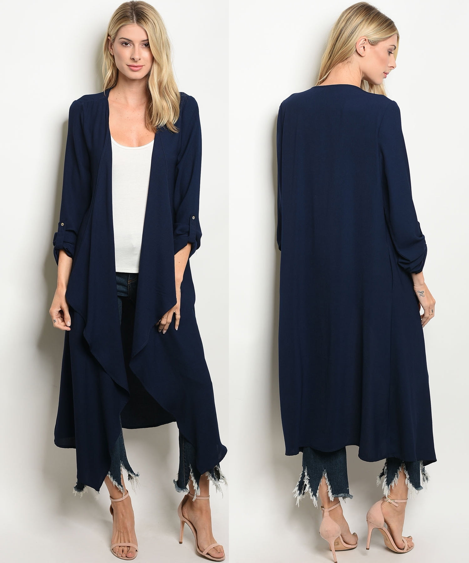 Fashion Women Long Sleeve Cardigan Waterfall Jacket Outwear Long Maxi Coat Tops