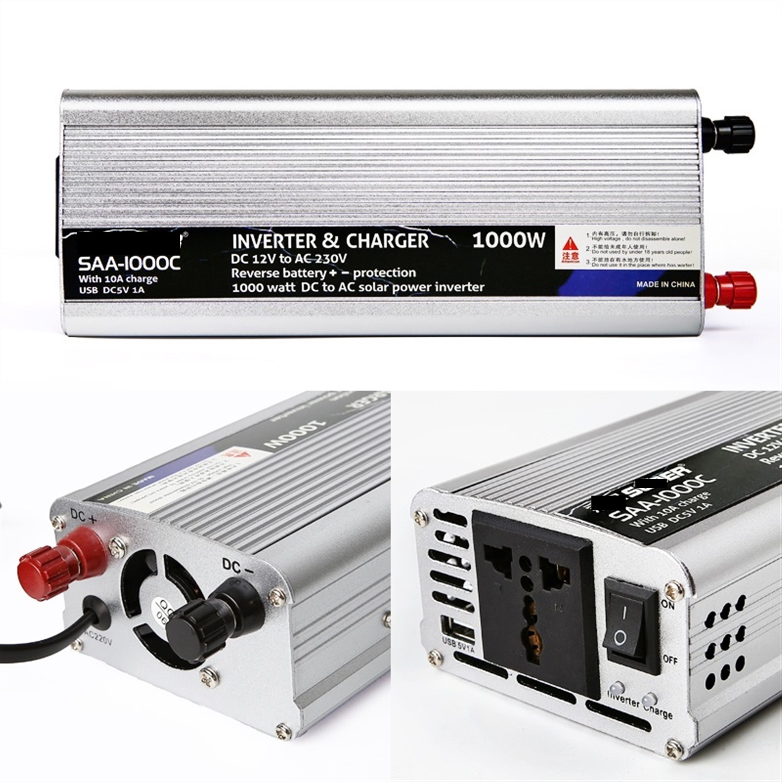 Inverter 12v Hybrid Solar Power Inverter Charger Voltage Transformer USB 500W 1000W 2000W Converter Adapter Home ,Multiple Safety Protections