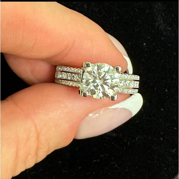 Forever Jewels 3Ct Round Cut Moissanite Women Halo Engagement Ring 14K Yellow Gold Plated