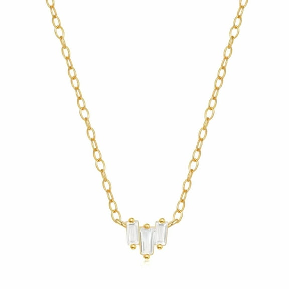 Starling Dainty Necklace with Three Emerald Cut Cubic Zirconia Stones