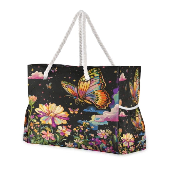 DIXRUYEE Beach Cooler Travel Tote Bags Beach Bag Fashion Enchanted Garden Night Printed