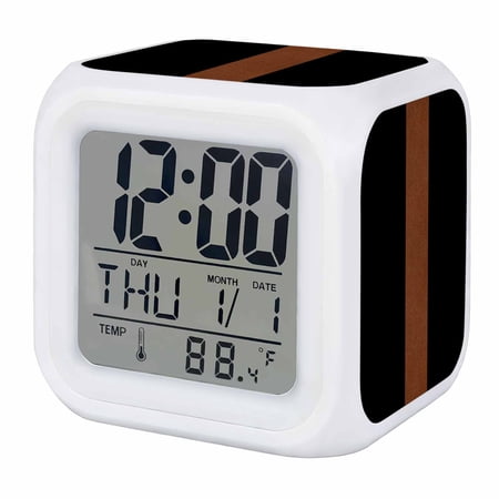 Black Brown Digital Alarm Clock for Bedrooms, Smart LED Alarm Clock with 7 Color Changing Night Light, Contemporary Boho Modern Art Silent Wake Up Clocks for Sleep Study Cooking 3.2x3.2