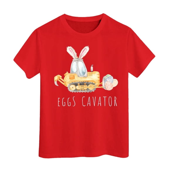MUXiin Girls Easter Shirt Size 6 Cute Graphic Short Sleeve T Shirts Trendy Easter Day Funny Tees Kids Summer Clothing Easter Gifts for Kids(Red,4-5 Years)