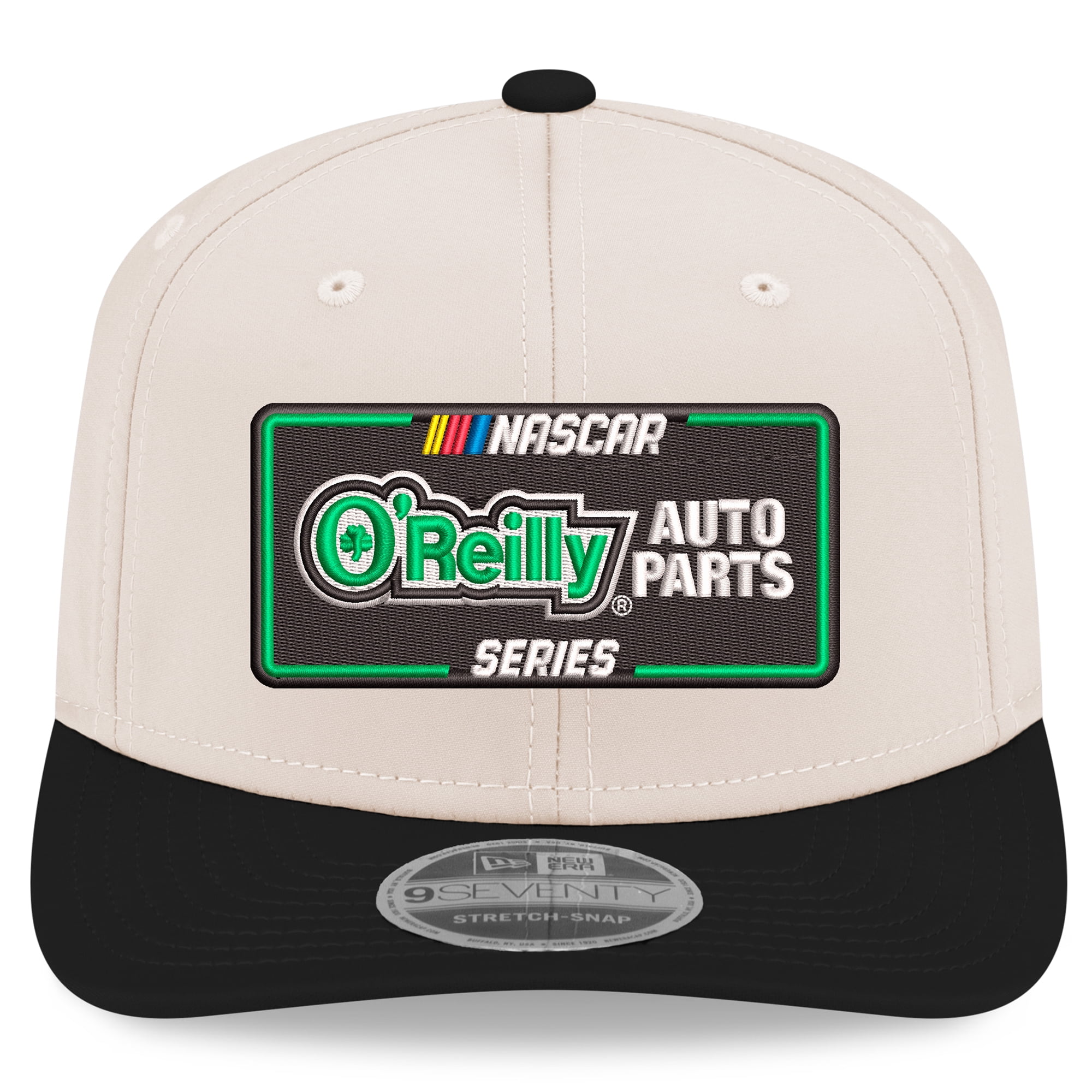Men's New Era Cream/Black NASCAR O'Reilly Auto Parts Series 9SEVENTY Stretch-Snap Hat