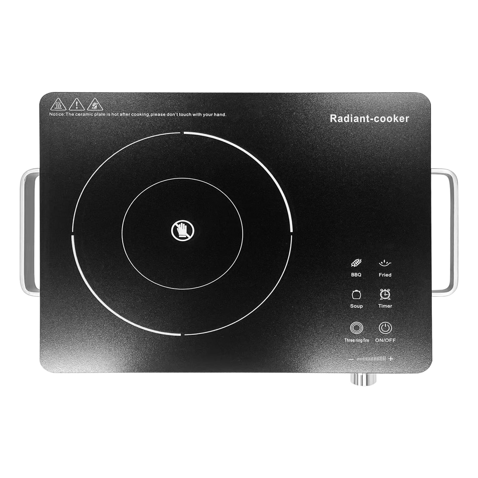 3500W Portable Electric Stove, Infrared Burner with 3-Hour Timer Electric Heating Plate Surface Touch and Knob Controls 10-Level Power Temperature Adjustment for Flat-Bottom Cookware