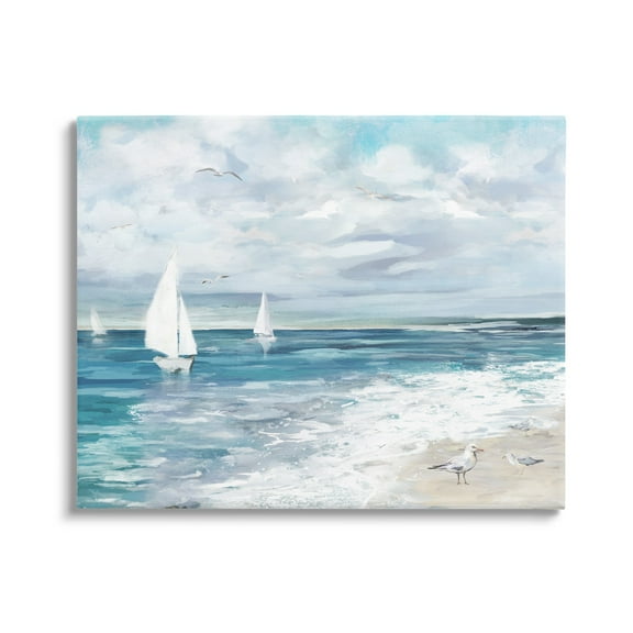 Stupell Industries On The Water Landscape Nature Painting Gallery Wrapped Canvas Art Print Wall Art, 20 x 16