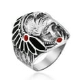 thumbnail image 2 of Black Onyx Dot Red Coral Accented Indian Style .925 Silver Ring-10, 2 of 6