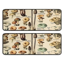 Kitchen Rugs Sets Of 2,Brown Mushroom Label Light Pattern Anti Fatigue Kitchen Mat Rugs Non Slip Washable,Decorative Kitchen Floor Mats for Kitchen,Sink,Laundry,17"x47" 17"x47"