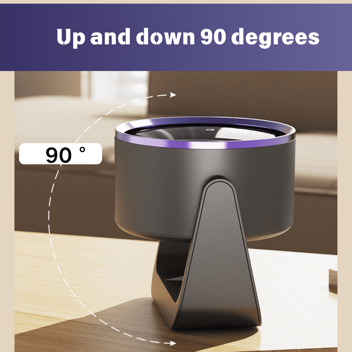 SpaceMuse Desk Fan Quiet Digital Display Portable 360°Rotate, Whole Room Air Circulator Fan with 5 Speeds, Small Travel Camping Table Fan for Bedroom, Gray