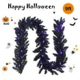 thumbnail image 4 of Costway 9ft Pre-lit Christmas Halloween Garland Black w/ 50 Purple LED Lights, 4 of 12