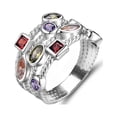 thumbnail image 5 of CILENON Rings for Women Non Tarnish Huitan Colorful Zirconia Delicate Women Ring Jewelry Wedding Bridal Band Fashion Cross Geometric Dancing Party Rings Pinky Ring (Multi-color,9), 5 of 6