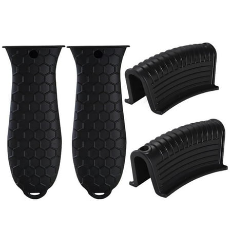 

4PCS Silicone Hot Handle Holder and Silicone Auxiliary Handle Holder Iron Pan Handle Covers Pot Holder Handle Kitchen Gadget