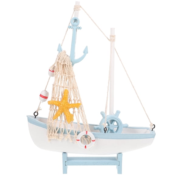 Sailboat Model Decoration Wooden Sailing Boat Home Office Mediterranean Sailboat Decoration
