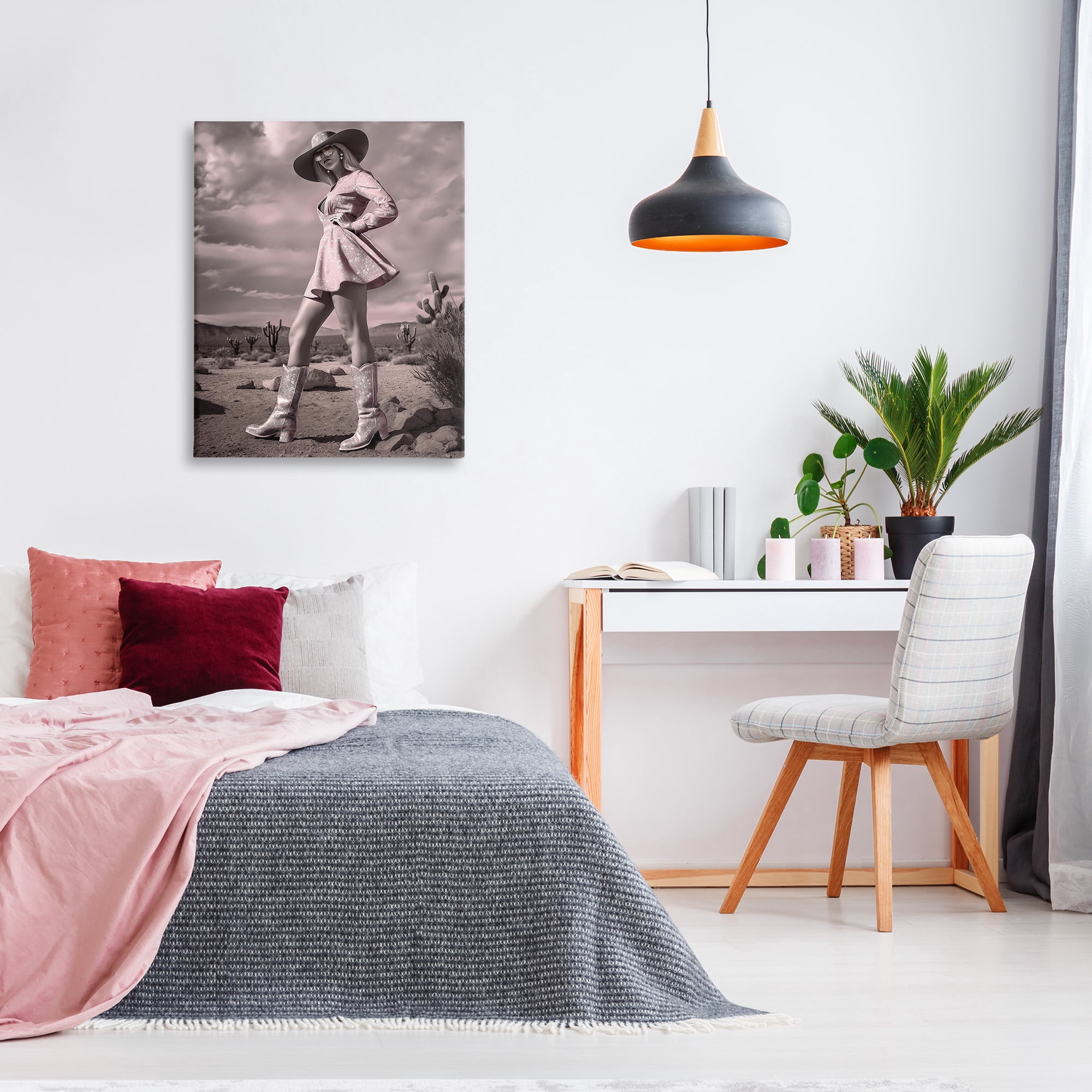 Stupell Industries Glam Cowgirl in Dress Beauty & Fashion Photography Gallery Wrapped Canvas Art Print Wall Art, 30 x 40