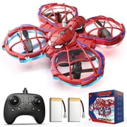 Spider Drones for Kids, Wefone Mini Drone with Cool Lights, One-Key Takeoff / Landing, 360°Flip, Obstacle Avoidance, Headless Mode, 2 Batteries, Red