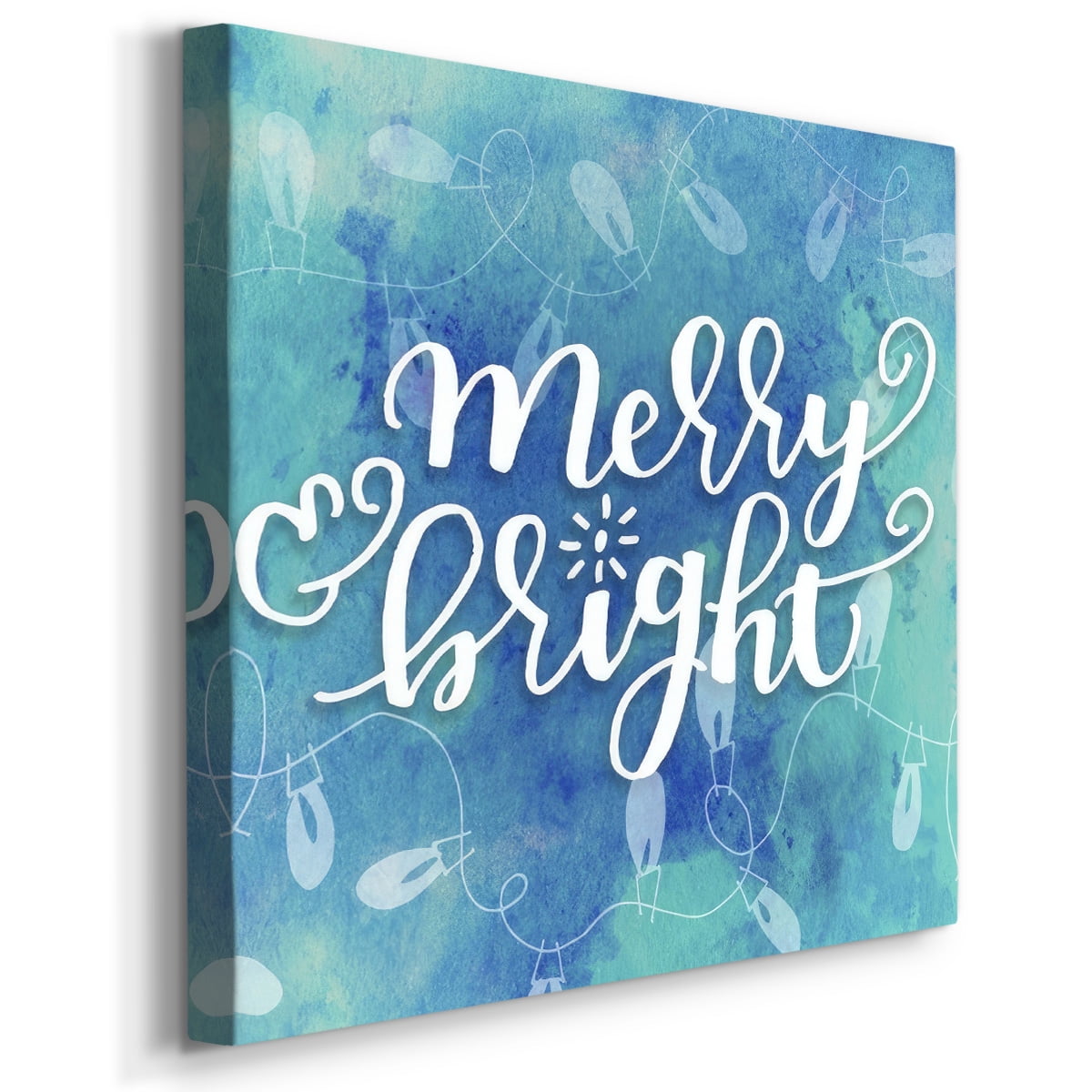 Merry and Bright Twinkle Light Handlettering- Gallery Wrapped Canvas
