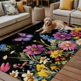 thumbnail image 2 of Fsddascl Spring Elegant Flowers Outdoor Rug for Patio/Deck/Porch, Non-Slip Large Area Rug 4 x 6 Ft, Black Pastoral Floral Indoor Outdoor Rugs Washable Area Rugs, Reversible Camping Rug Carpet Runner, 2 of 5
