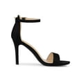 thumbnail image 3 of BLISSFUL STEP Women's Shoes Stiletto High Heels Ankle Strap Open Toe Faux Suede Sandals Black 6, 3 of 8