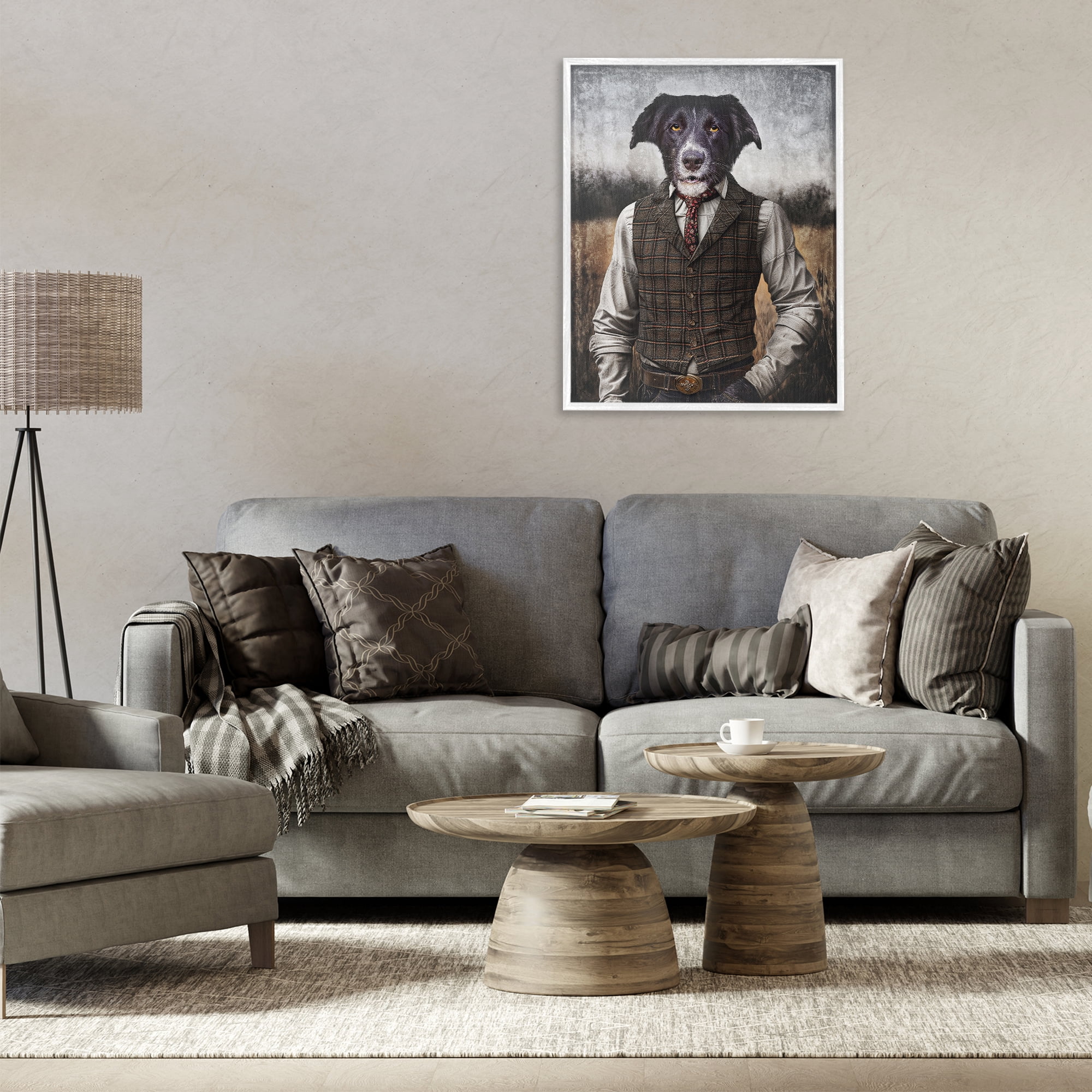 Stupell Industries Dog in Colonial Clothes Animals & Insects Painting White Framed Art Print Wall Art, 24 x 30