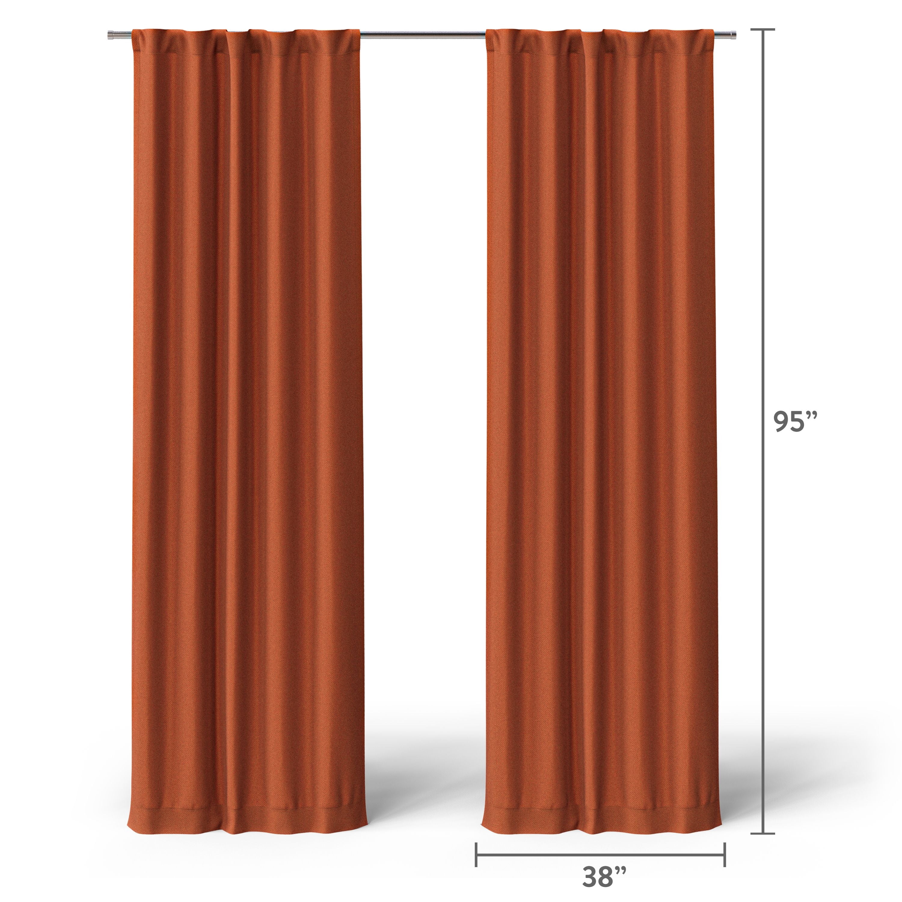 Mainstays Kids Orange Solid Blackout Rod Pocket with Back Tabs Curtain Panel Pair, Set of 2, 30" W x 95" L