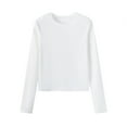 thumbnail image 5 of White Women's Long Sleeve T-shirt, Women'S Long Sleeve Shirts Crew Neck Slim Fit Going Out Tops Basic Tees Barely There,Women's Long sleeve T-shirt XS, 5 of 9