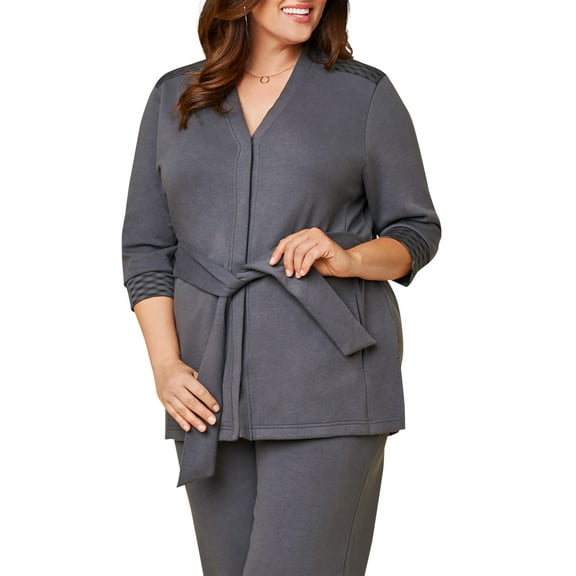 Seek No Further Women’s Plus Size ¾ Sleeve Stretch Ponte Jacket