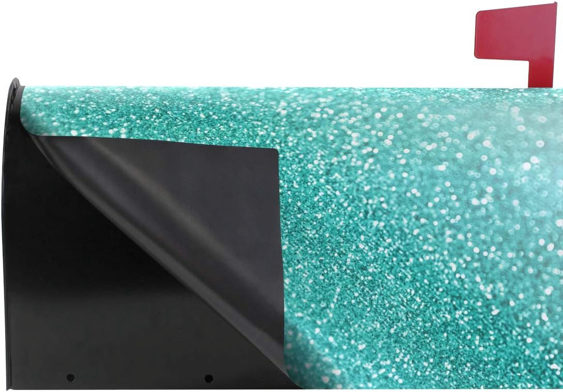 Turquoise Glitter Magnetic Mailbox Cover Oversized for Garden Yard Outdoor Decorations-25.5" x20.8
