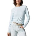 thumbnail image 2 of Wassery Women Cotton T-shirt Long Sleeve Crew Neck Close-Fitting Top Solid Color Fall Tee Streetwear for Casual Daily, 2 of 5