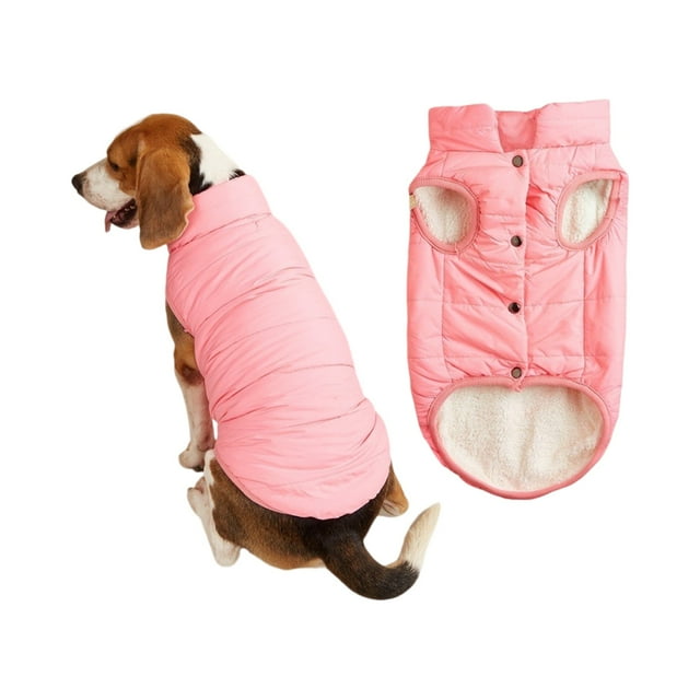 Winter Dog Vest with Button Closure & Warm Fleece Lining, Back Zipper Design for Small and Medium Dogs, Comfortable Cold Weather Protection for Outdoor Walking