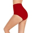 thumbnail image 4 of ZHONGYINING Bathing Suit for Women Bikini Bottoms with High Rise Tummy Control Separates Swim Pants Fully Lined Red L, 4 of 8