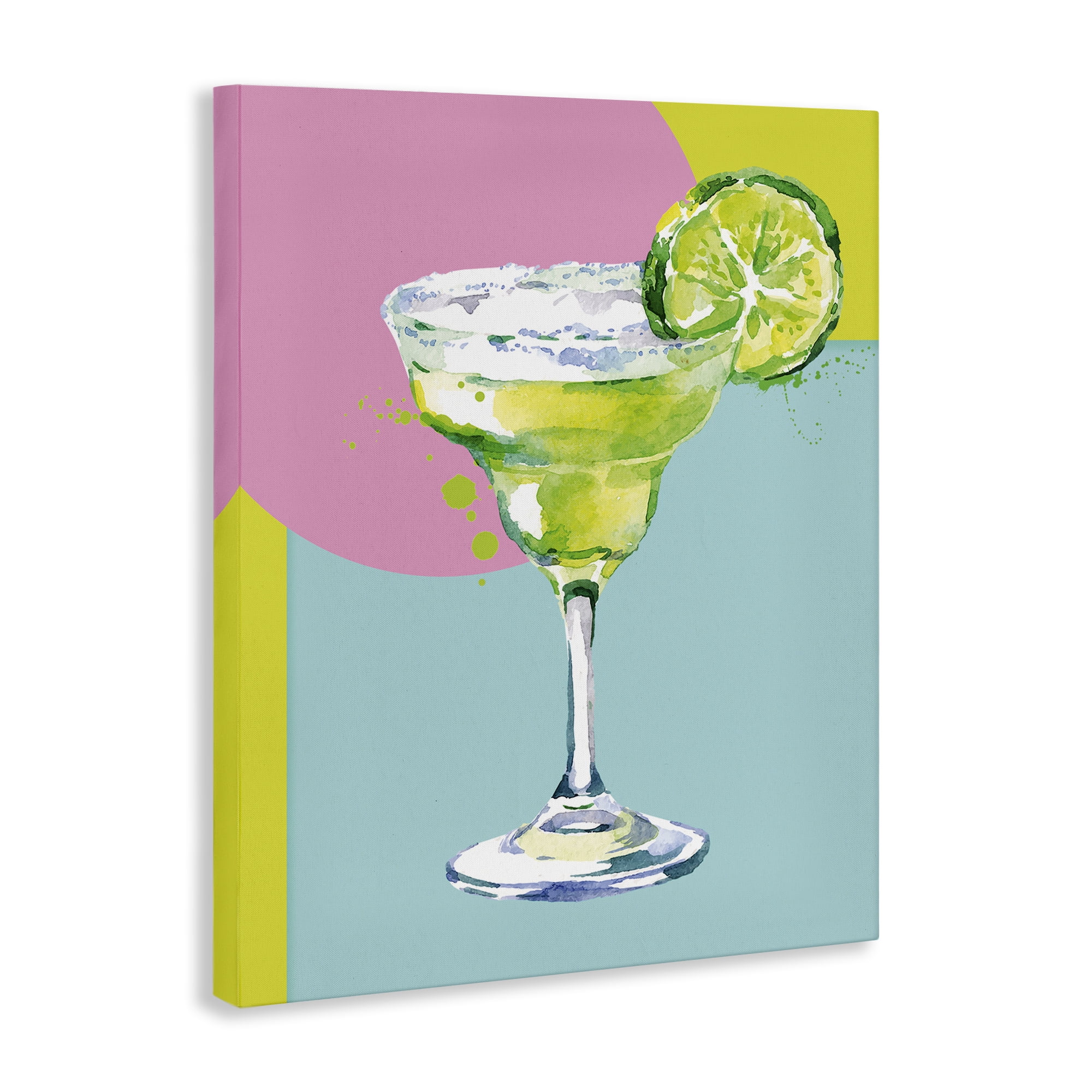 Stupell Industries Cocktail with Lime Slice Food & Beverage Painting Wrapped Canvas Art Print Wall Art, 24 x 30