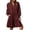 Burgundy, variant on Casual V Neck Loose Womens Ruffle Tiered Long Sleeve Tunic Dress