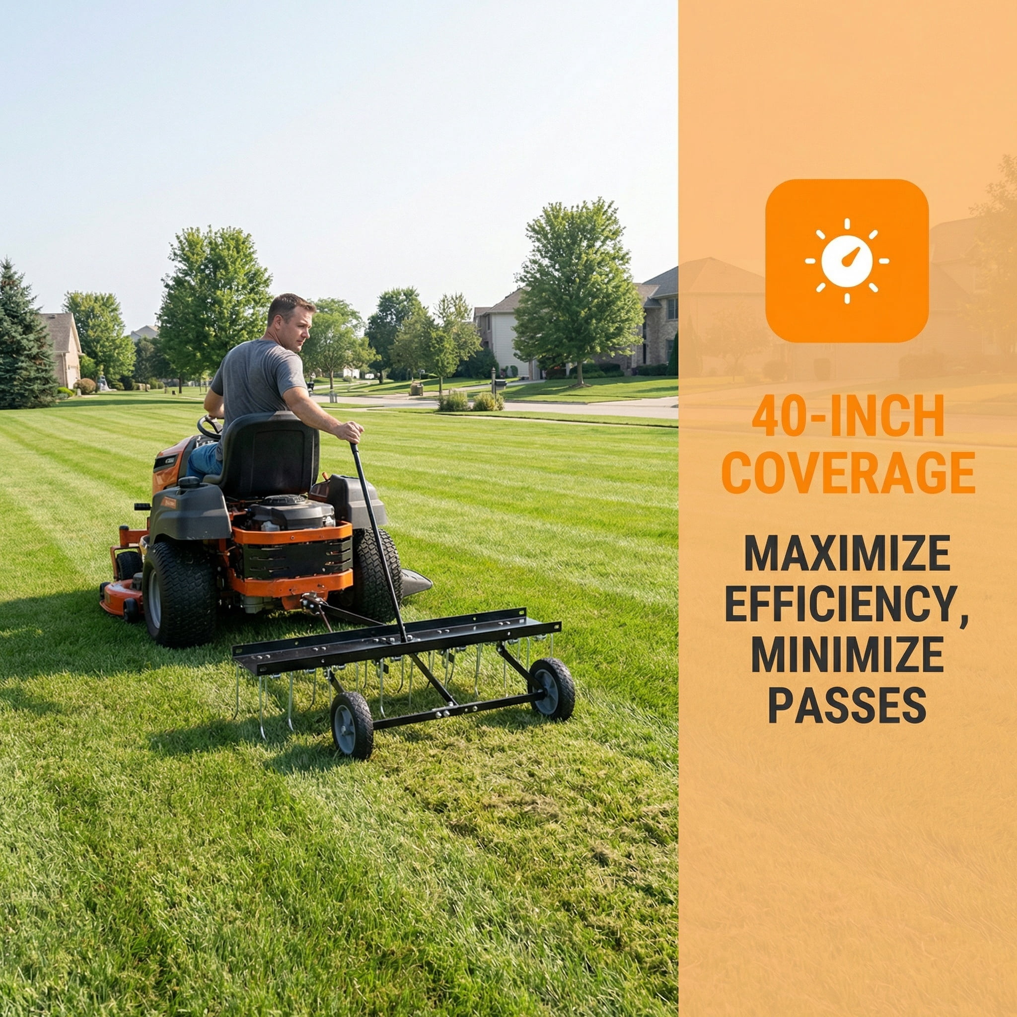 Tow Behind Dethatcher, 40-inch Tow Dethatcher with 20 Spring Steel Tines, Lawn Dethatcher Rake for ATV or Mower, Tow Behind Lawn Rake with Lift Handle for Garden, Farm, Grass, Yard, Lawn Care