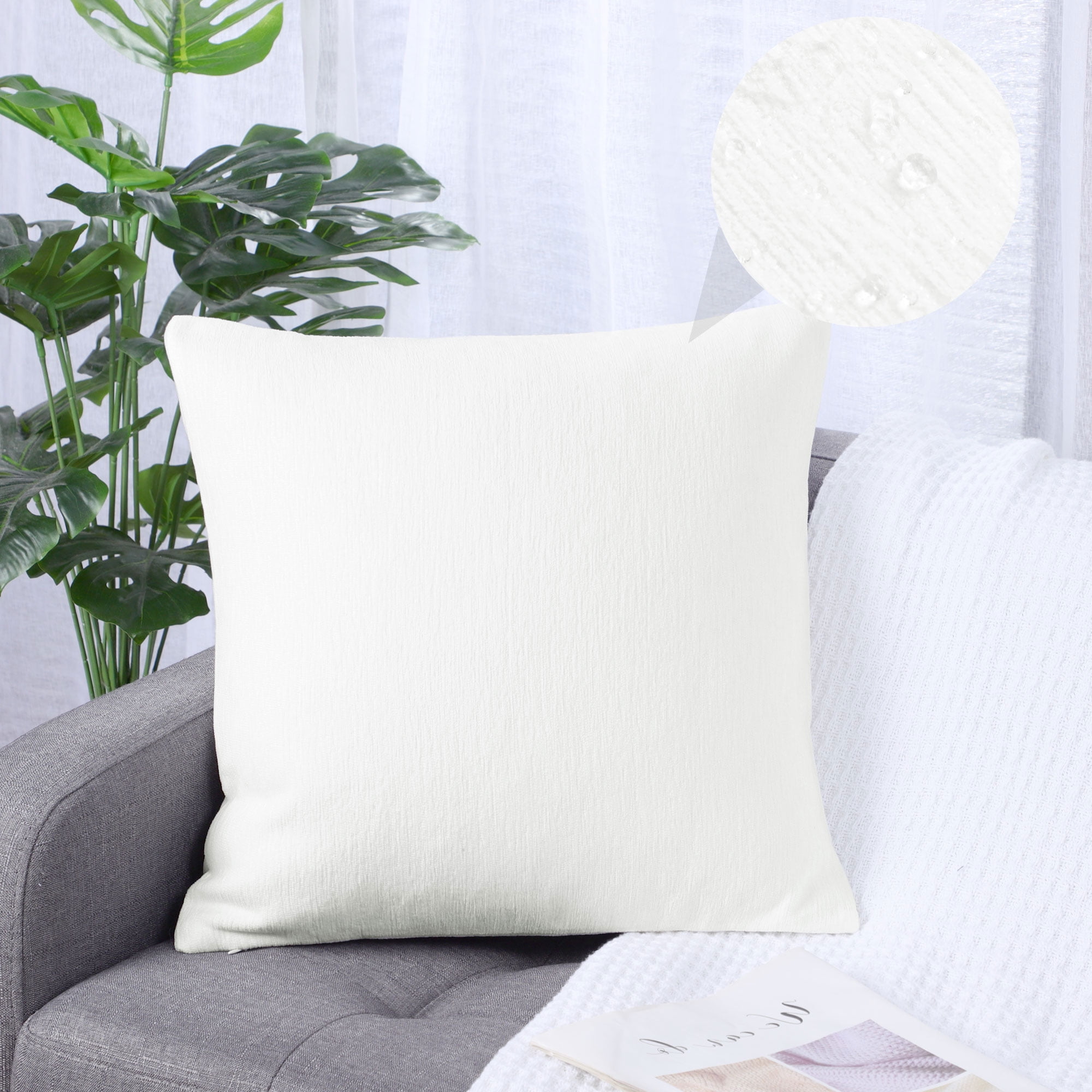 Unique Bargains Soft Water Repellent Throw Pillow Covers White 16"x16"