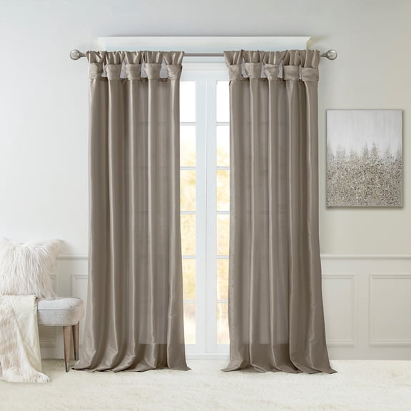 Twist Tab Lined Window Curtain Panel Pewter 50"x108"