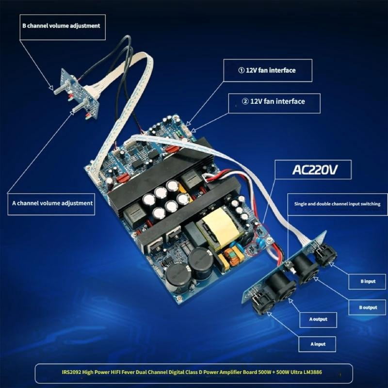 CEORPER IRS2092 2 Channel 500W+500W Sound Amplifier Module Double Channel Power