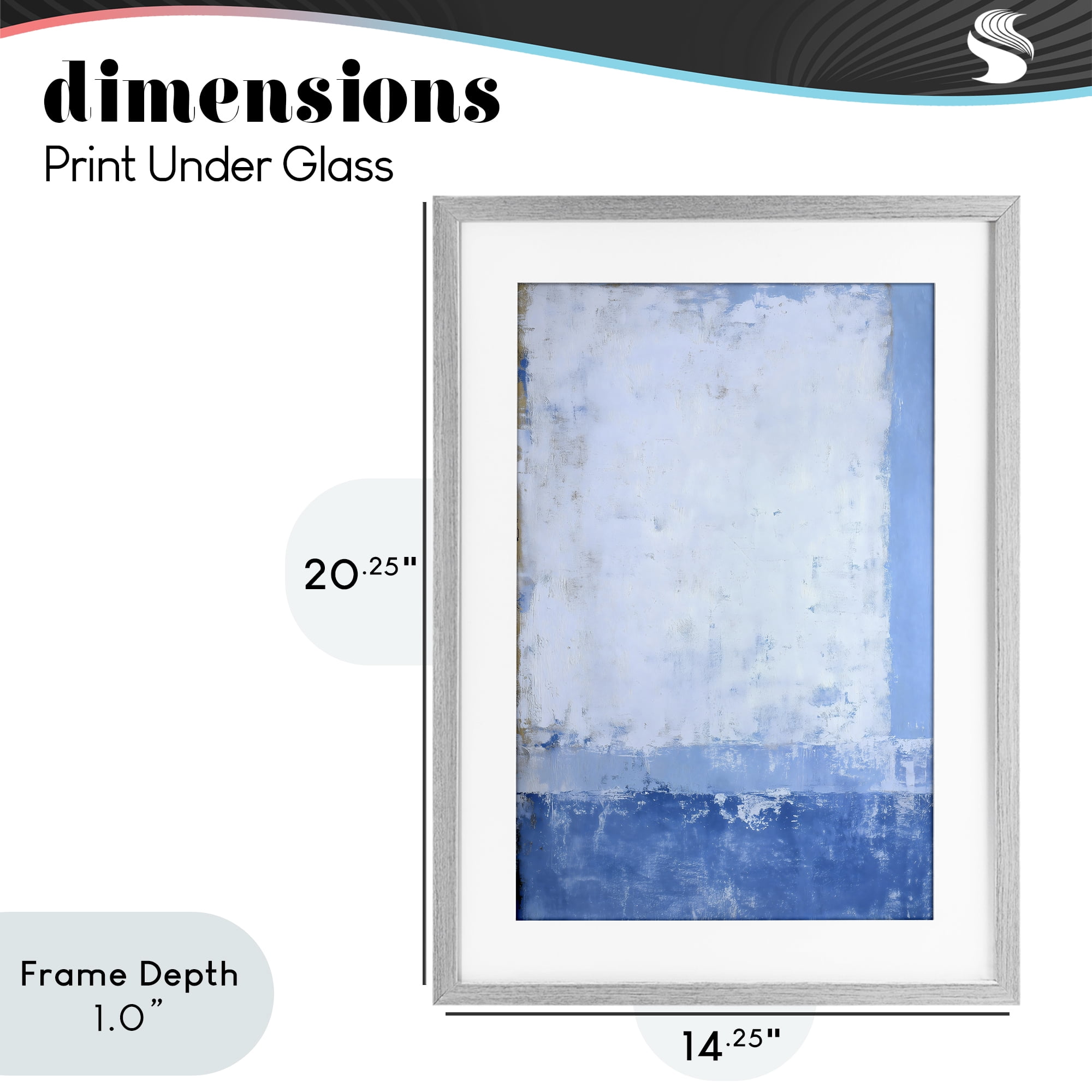 Stupell Industries Blue & White Abstract Gray Framed Print Under Glass, design by Gina Kelly