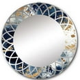 thumbnail image 2 of Designart "Rich Dark Blue and Gold Abstract X" Abstract Round Wall Mirror - Modern Oval Printed Decorative Oversized Mirror - Multiple Color Options, 2 of 4