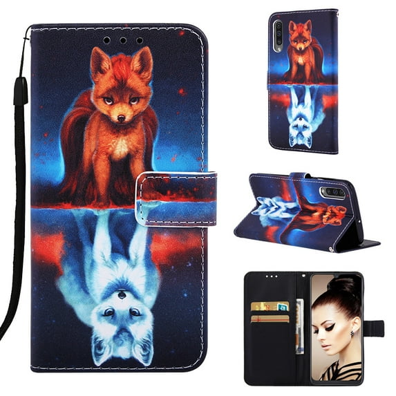 Phone Case for Galaxy A01,Folding Flip Leather Wallet Shockproof Protective Cover with Card Slots Kickstand Magnetic Closure Cute Girls Women Cover for Samsung Galaxy A01, Fox