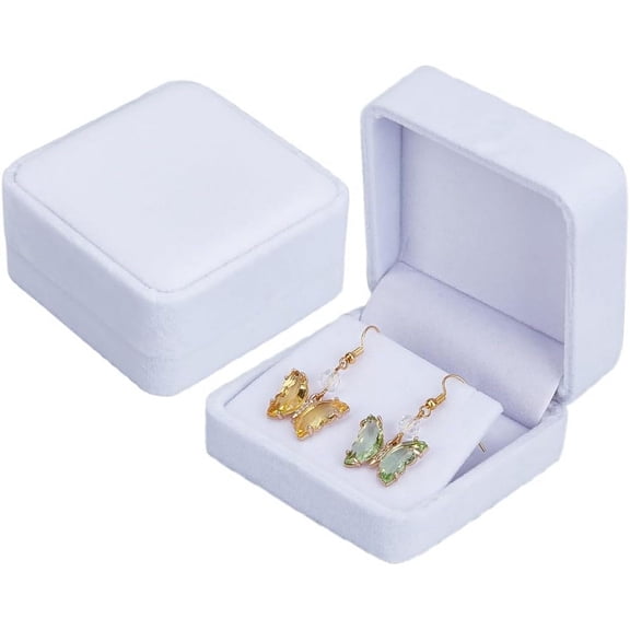 2Pcs Luxury Earring Box White Jewelry Gift Box Case for Stud Engagement Wedding Valentine's Day Birthday Gifts Storage Pink 1set