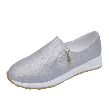 

KI-8jcuD Shoes Women Fashion All Seasons Women Casual Shoes Flat Bottom Non Slip Round Toe Lightweight Slip On Side Zipper Comfortable Solid Color Casual Womens Shoes For Fall Casual Lace Up Flat Sh