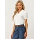 thumbnail image 2 of Blusa retro vintage de manga corta con cuello Peter Pan para mujer Blanco crema XS, 2 of 5