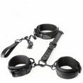 thumbnail image 1 of SM sexy leather reverse handcuffs collar with traction chain collar detachable, 1 of 3