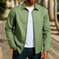 thumbnail image 2 of WTOBBY Men's Business Jacket with Lapel Zip, Solid Color Slim Fit Polyester Blend, Smart-Casual for Work and Commute, Lightweight and Durable for Professional Settings,Green M, 2 of 8