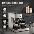 thumbnail image 2 of KFFKFF 12-Cup Industrial Coffee Brewer, Coffee Brewing Device with Trio of Glass Jugs and Warming Trays, Stainless Steel Manual Water Input Coffee Maker, Ideal for Cafes, Offices, and Eateries, 2 of 9