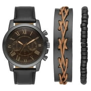 مجموعة ساعات جورج رجالي 3 قطع: حافظة ومينا من Gunmetal ، و Black Band و 2 Bracelet Accessories (FMDXGE029)