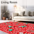 thumbnail image 2 of ODIKA 3'x5' Machine Washable Non-Slip Area Rug, Cheeky Elf Parade with Peppermint Swirl Interlocking Design High Traffic Rug, Red, 734678, 2 of 7