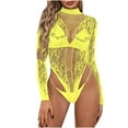 thumbnail image 2 of uublik Women's Loungewear Sets Valentine's Day One Piece Nightwear Lace Nightgown Bodysuit Chemise Sleepwear Yellow Free Size, 2 of 2