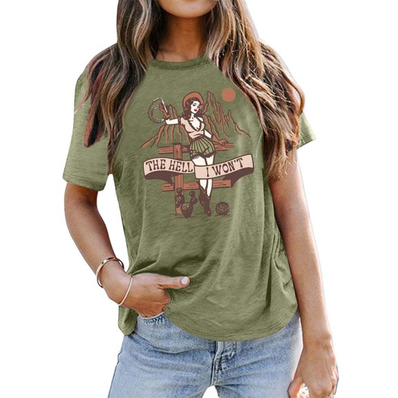 Graphic Tees for Women T-Shirts Ladies Fashion Casual 3D Digital Print Short Sleeve Crew Neck Top Green XL