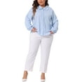 thumbnail image 2 of Agnes Orinda Women's Plus Size Shirts Peter Pan Long Sleeves Chiffon Button Down Shirt Blouses 2X Light Blue, 2 of 6